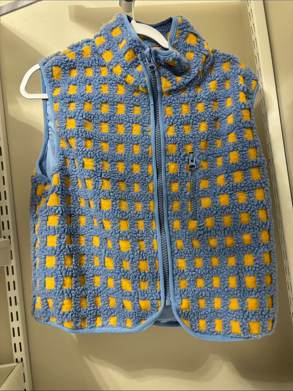 Blue and Yellow Sherpa vest